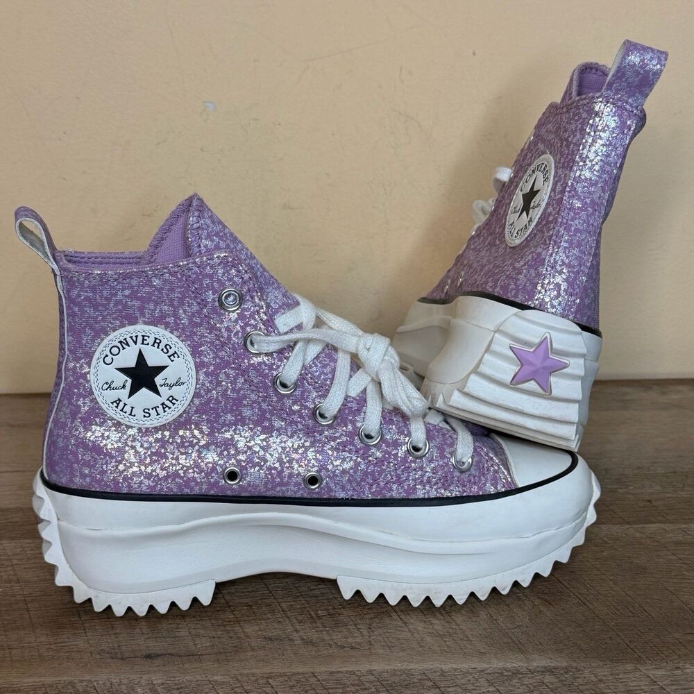 Converse Women's Run Star Hike High Platform Purple Glitter size 7.5 Shoes